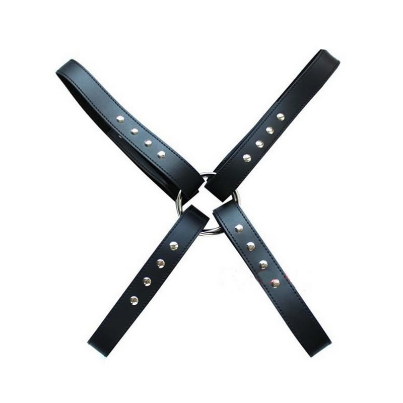 Male Sexy Leather Body Harness Bondage Chest Belt Straps with Arm Binders